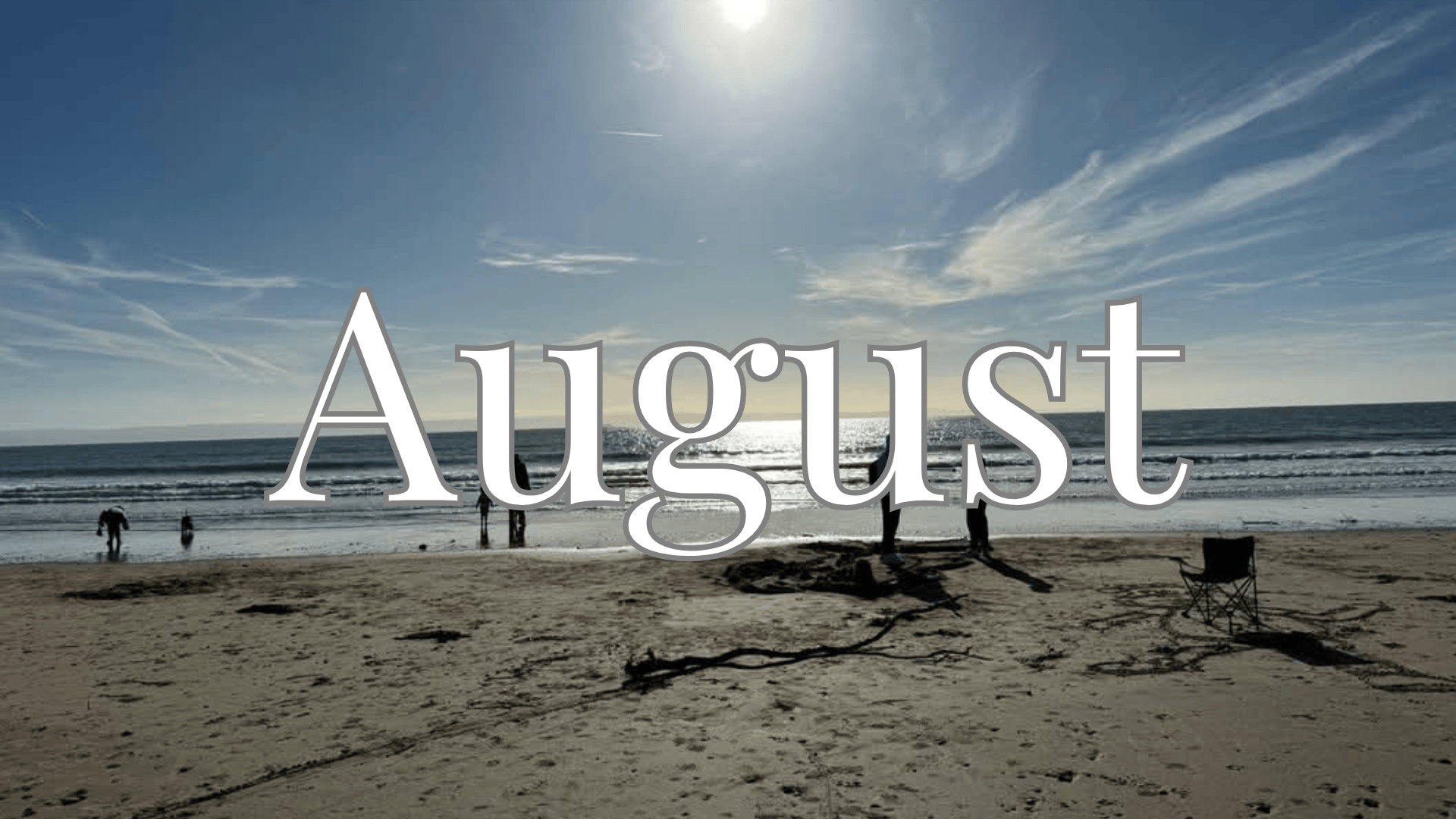 The word August overlayed on an image of Trecco bay beach