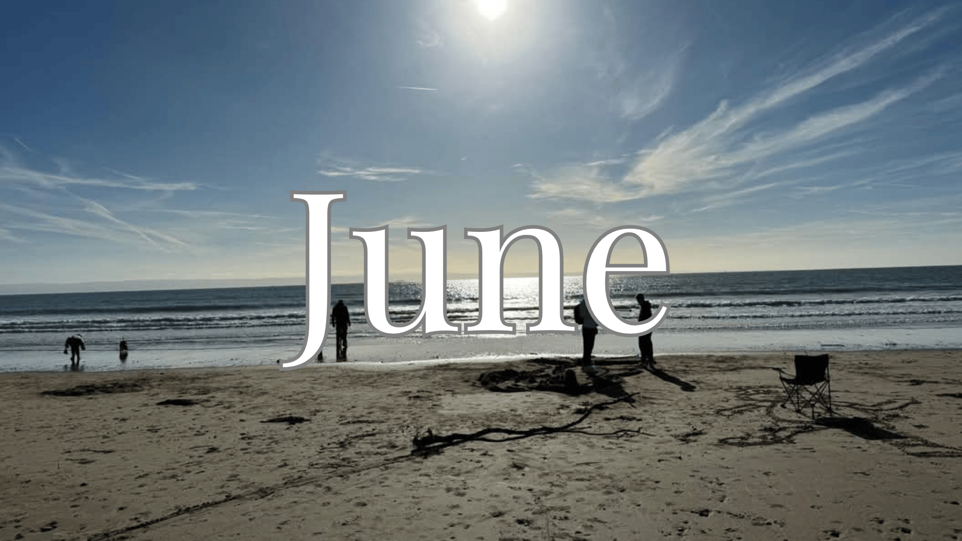 The word June overlayed on an image of Trecco bay beach