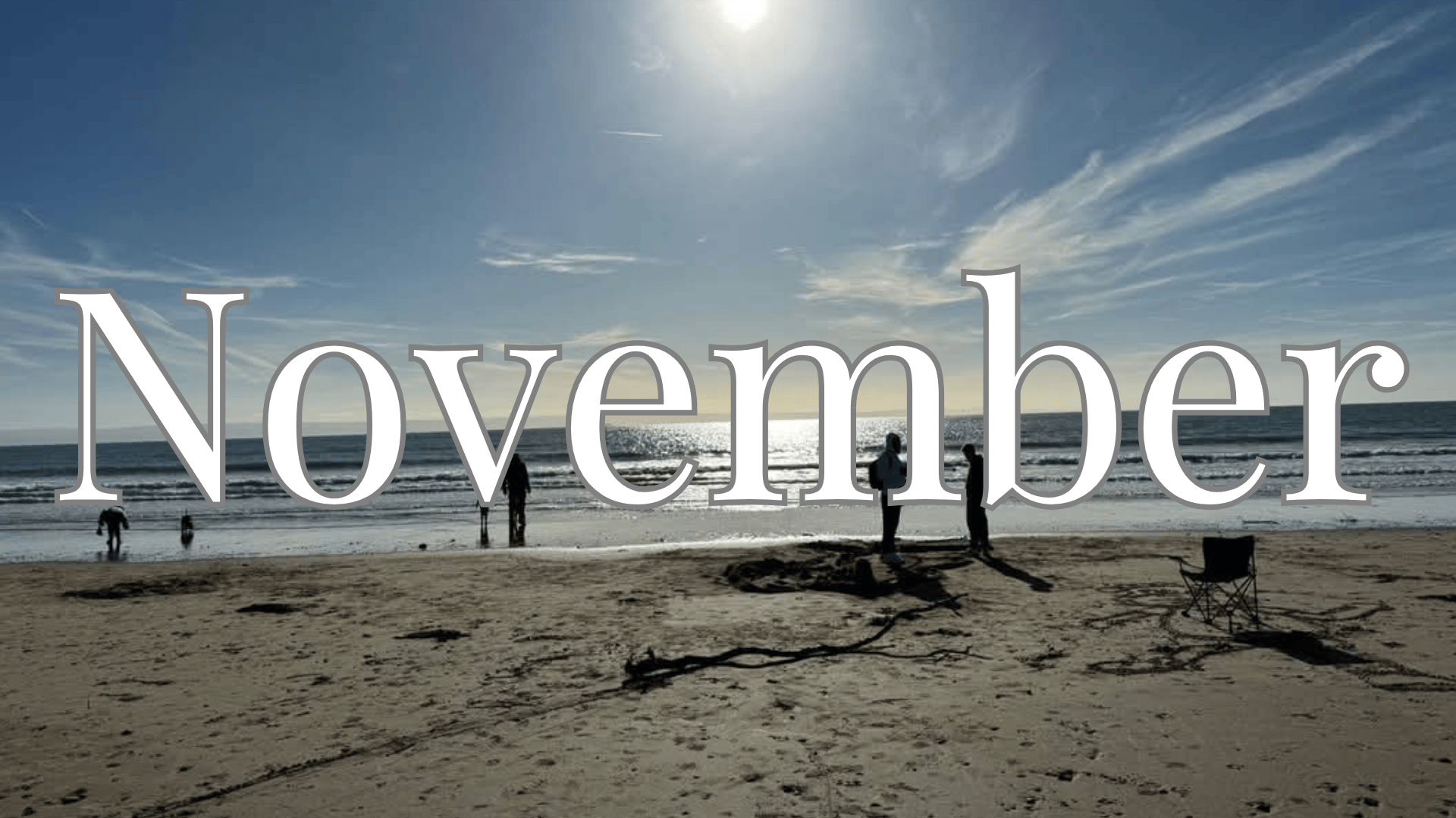 The word November overlayed on an image of Trecco bay beach